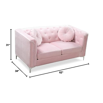 Glory Furniture Pompano Velvet Loveseat Stylish in Pink