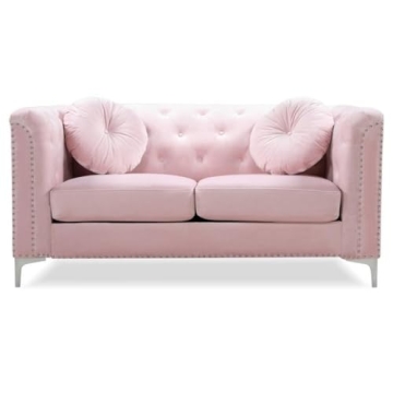 Glory Furniture Pompano Velvet Loveseat Stylish in Pink
