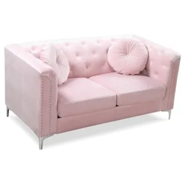 Glory Furniture Pompano Velvet Loveseat Stylish in Pink