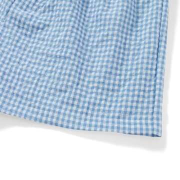 Lounge Plaid Shorts for Women Y2K Elastic High Waist Wide Leg Gingham Boxer Pajama Bottoms Summer Going Out Shorts (A Blue, S)