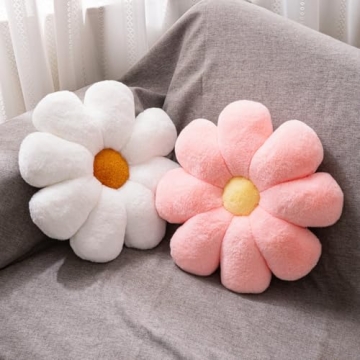 JZNEXD 2 Pcs Flower Pillow Daisy Preppy Throw Pillows Set, Cute Girls Bedroom Preppy Room Decor Aest...