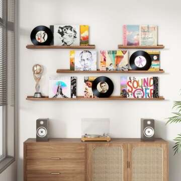 Picture Ledge Shelf, Floating Shelves Set of 2, 48 Inches Long Large Nursery Book Shelves for Toys S...