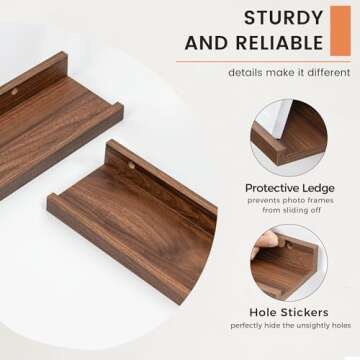 Picture Ledge Shelf, Floating Shelves Set of 2, 48 Inches Long Large Nursery Book Shelves for Toys Storage, Kids Bookshelf Wall Mounted for Living Room Bedroom Decor Books Photo Frames, Walnut