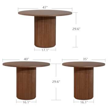 SIMTONAL Round Wood Dining Table Modern Pedestal Kitchen Table Walnut, 35''L x 35''W x 29.9''H(Only Table)