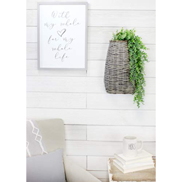 AuldHome Gray Washed Decorative Wall Hanging Basket 17x9x5