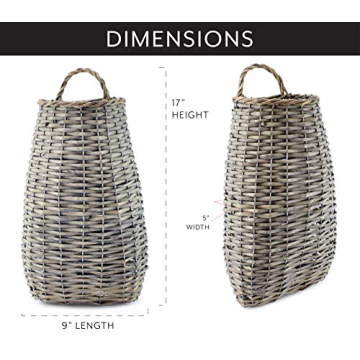 AuldHome Gray Washed Decorative Wall Hanging Basket 17x9x5