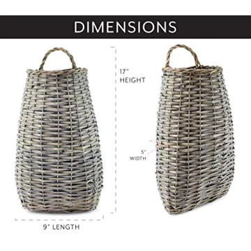 AuldHome Gray Washed Decorative Wall Hanging Basket 17x9x5