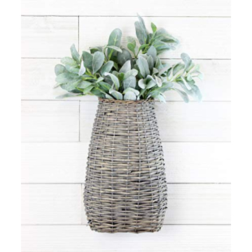 AuldHome Gray Washed Decorative Wall Hanging Basket 17x9x5