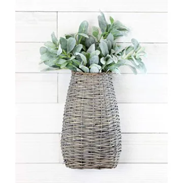 AuldHome Gray Washed Decorative Wall Hanging Basket 17x9x5