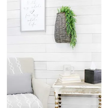 AuldHome Gray Washed Decorative Wall Hanging Basket 17x9x5