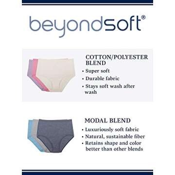 Fruit Of The Loom Women's Beyondsoft Panties, Bikini-Cotton Blend-6 Pack, 8