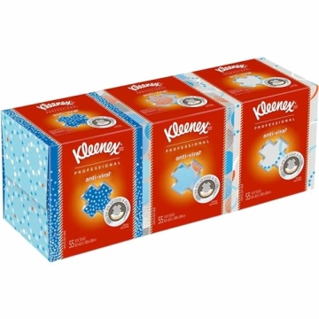 Kleenex 21286 Boutique Anti-Viral Tissue, 3-Ply, Pop-Up Box, 55/Box, 3 Boxes/Pack
