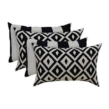 RSH DECOR Set of 4 Decorative Lumbar Throw Pillows - Modern Black and White Design