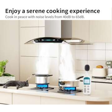 IKTCH Upgrated 36"Island Mount Range Hood,900 CFM Ducted Range Hood with 4 Speed Fan,Stainless Steel& Tempered Glass Range Hood 36 inch with Gesture Sensing&Touch Control Making life Smarter IKIS01-36