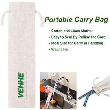 VEHHE Metal Straws Drinking Straws 10.5" Stainless Steel Straws Reusable 8 Set - Ultra Long Rainbow Color-Cleaning Brush for 20/30 Oz for Yeti