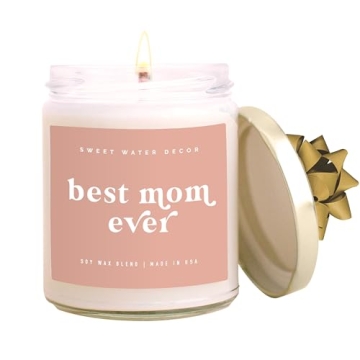 Sweet Water Decor Best Mom Ever Candle - Sea Salt, Jasmine, Cream, and Wood Scented Soy Wax Candle f...