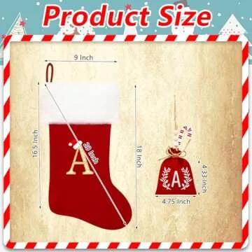 Eoocan 20 Inches Monogram Christmas Stockings Red Velvet with White Super Soft Plush Cuff Embroidere...