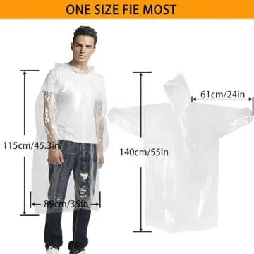 Cosowe Rain Ponchos Disposable for Adults Women, 5 Pack Clear Family Pack Raincoats Rain Jacket with Hood Sleeves for Disney Travel