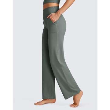 CRZ YOGA Womens Butterluxe High Waist Wide Leg Pants with Pockets 31" - Buttery Soft Comfy Casual Yoga Lounge Grey Sage Medium
