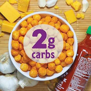 Shrewd Food Protein Puffs, Low Carb Snack, Keto Friendly Crunch, High Protein Snack, Gluten Free, Soy Free, Peanut Free, 14g Protein - 2g Carbs Per Serving, Sriracha Cheddar, 8 Pack