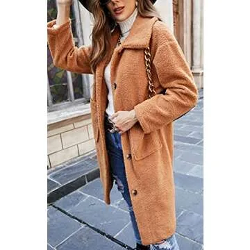 Angashion Women's Cozy Fuzzy Fleece Cardigan Coat