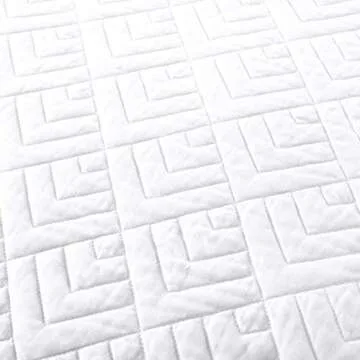 EXQ Home Quilt Set Full/Queen Size White 3 Piece,Lightweight Soft Coverlet Squares Pattern Bedspread Set for All Seasons(1 Quilt,2 Pillow Shams)