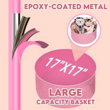 ZOES HOMEWARE Pink Side Table with Storage, Metal Bedside Table/Nightstand, End Table with Removable Tray for Bedroom,Living Room, Kids Room, Nursery, Ideal Pink Room Furniture