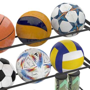 YBING Sports Equipment Organizer with 3 Separate Shelf, Ball Racks for Garage, Garage Sport Equipmen...