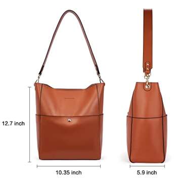 BOSTANTEN Leather Bucket Handbags for Women Tote Shoulder Bag Hobo Bag Purses