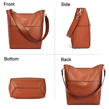 BOSTANTEN Leather Bucket Handbags for Women Tote Shoulder Bag Hobo Bag Purses