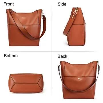 BOSTANTEN Leather Bucket Handbags for Women Tote Shoulder Bag Hobo Bag Purses