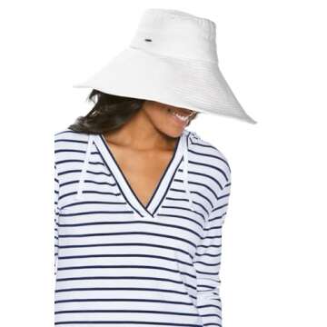 Coolibar UPF 50+ Women's Brittany Beach Hat - Sun Protective (One Size- White)