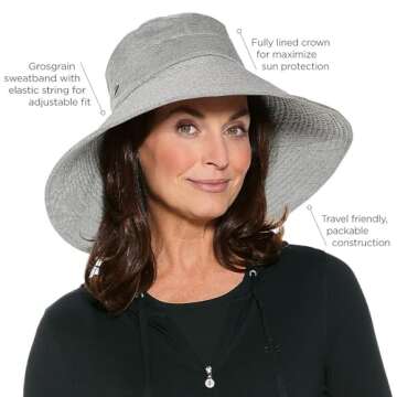 Coolibar UPF 50+ Women's Brittany Beach Hat - Sun Protective (One Size- White)