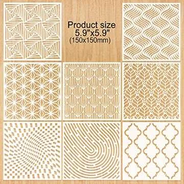 16-Pack Geometric Stencils 6 x 6 Inch Painting Templates for Scrapbooking Cookie Tile Furniture Wall...