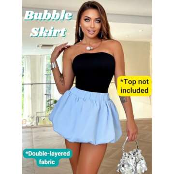ChiaoLezhee Bubble Mini Skirt for Women, Puff Balloon Short Skirts, Cute Puffy Hem Puffer Going Out,...