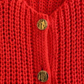 FWSAM Women Button Down Oversized Cropped Knitted Sweater Vest Sleeveless Casual Open Front Chunky Knit Top with Pocket Red