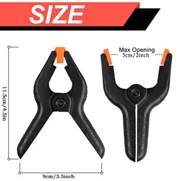 12 Pack Plastic Spring Clamps, 3.5inch Small Heavy Duty Clips for Crafts, Backdrop Stand, Woodworkin...