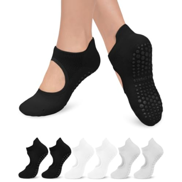 Aoliks Yoga Socks for Women Non-Slip Grips, Ideal for Pilates Pure Barre Ballet Dance Barefoot Worko...