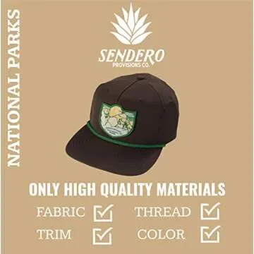 Sendero Provisions Co. Outdoor Adjustable Snapback Rope Hat with Shenandoah Mountain National Park Woven Patch (Dark Brown)