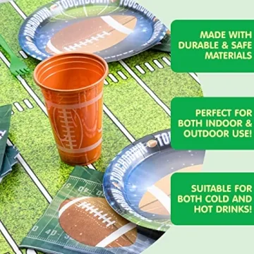 72 Pcs JOYIN Football Plastic Cups for Parties