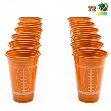 72 Pcs JOYIN Football Plastic Cups for Parties