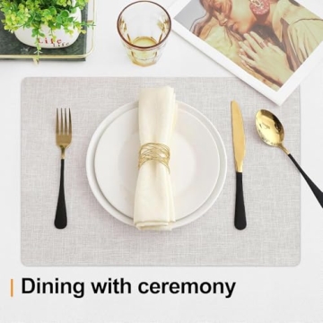 Homaxy Placemats Set of 4 Cotton Linen Easy to Clean