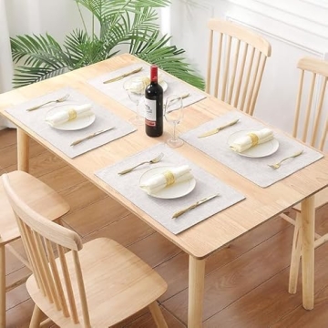 Homaxy Placemats Set of 4 Cotton Linen Easy to Clean