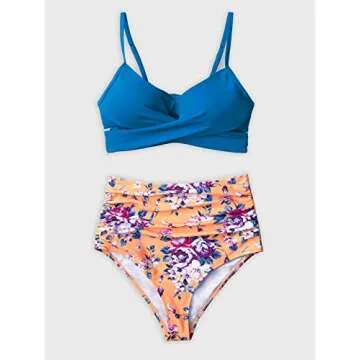 CUPSHE Women's High Waist Floral Bikini Swimsuit