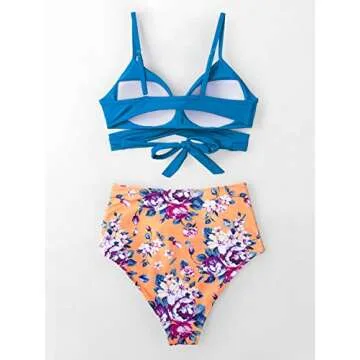 CUPSHE Women's High Waist Floral Bikini Swimsuit