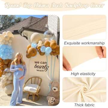 Beige Spandex Wedding Arch Cover Set - Set of 3
