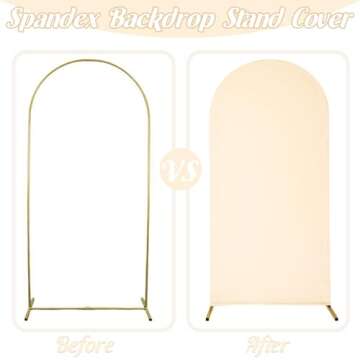 Beige Spandex Wedding Arch Cover Set - Set of 3