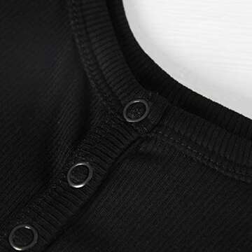 Artfish Women’s Sleeveless Ribbed Crop Top with Buttons