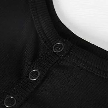 Artfish Women’s Sleeveless Ribbed Crop Top with Buttons