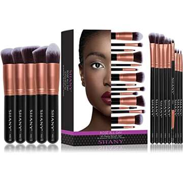 SHANY Makeup Brushes - Rose All Day - 14-Piece Brush Set – Foundation Powder Concealers Eye Shadow...